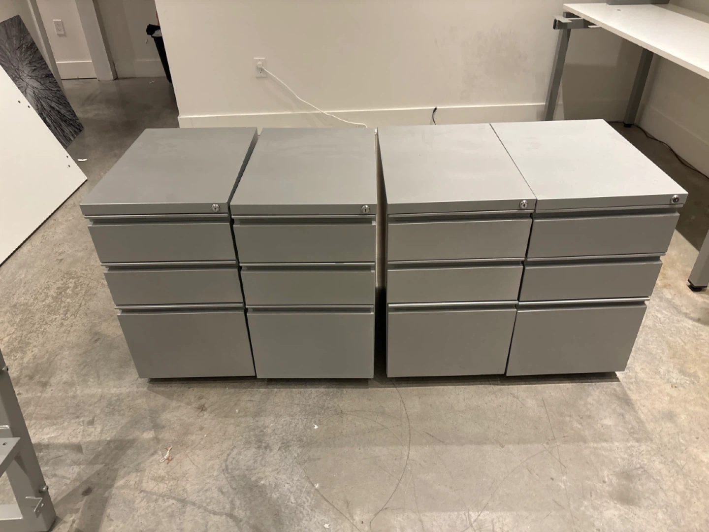 Set of 2 Grey Mobile Pedestals/Filing Cabinets