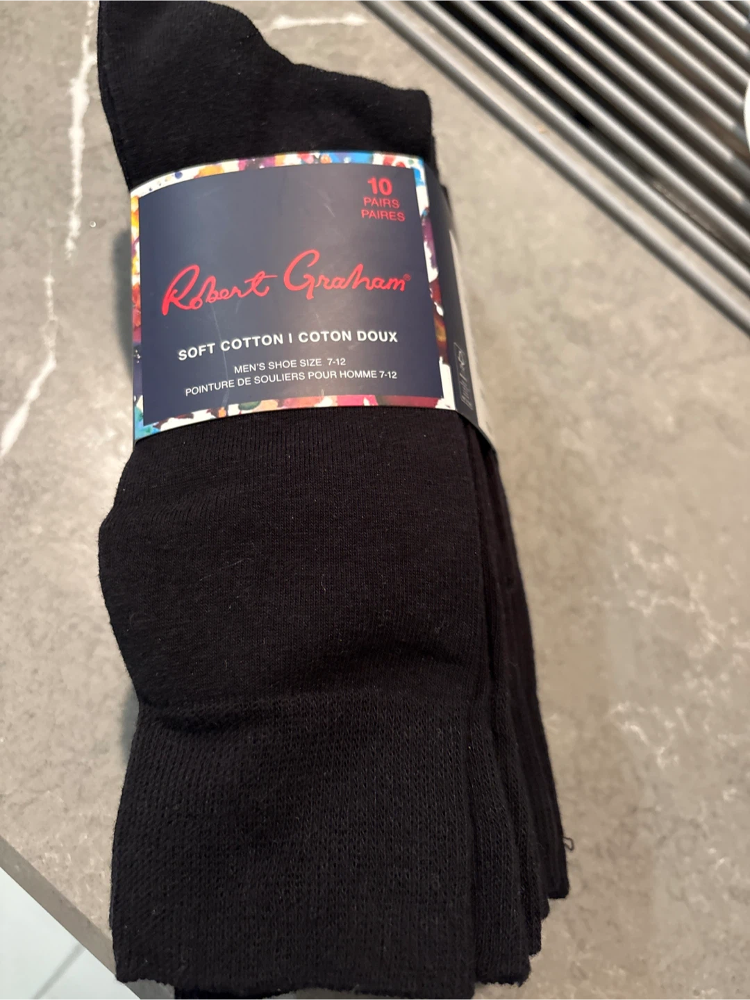Robert Graham Men's Black  Cotton Dress Socks - 10 Pairs