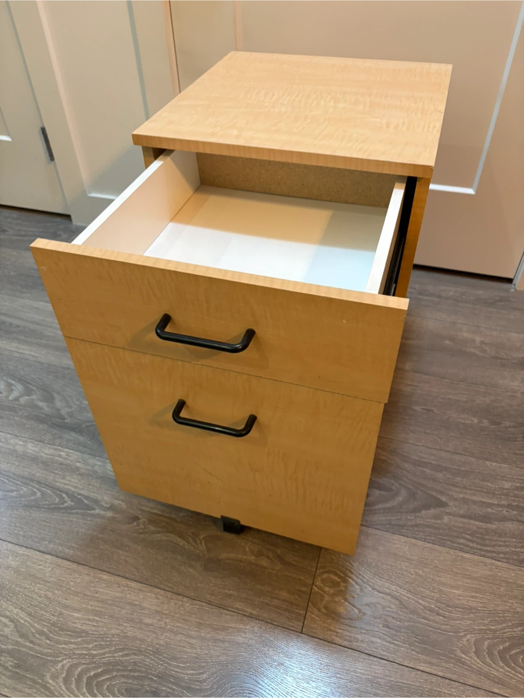 Light Wood 2-Drawer Filing Cabinet on Wheels - photo 5