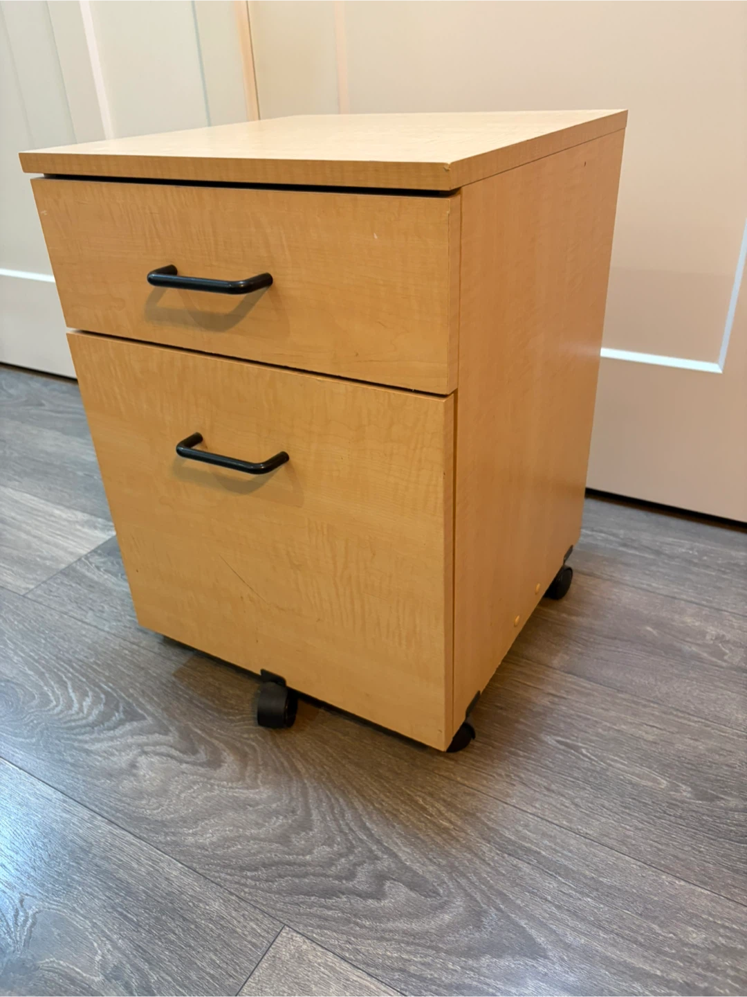 Light Wood 2-Drawer Filing Cabinet on Wheels - photo 2