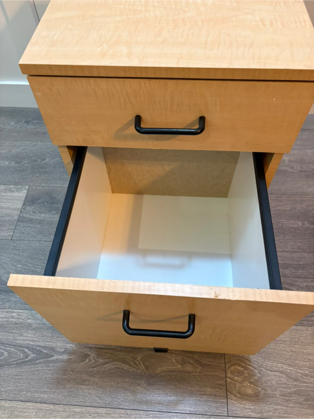 Light Wood 2-Drawer Filing Cabinet on Wheels - photo 3