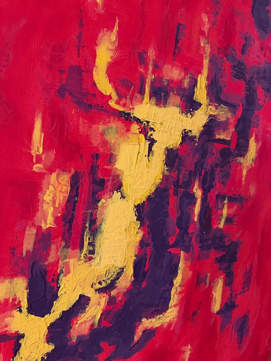 Large Abstract Red Yellow and Black Wall Art (72x48 in) - photo 3