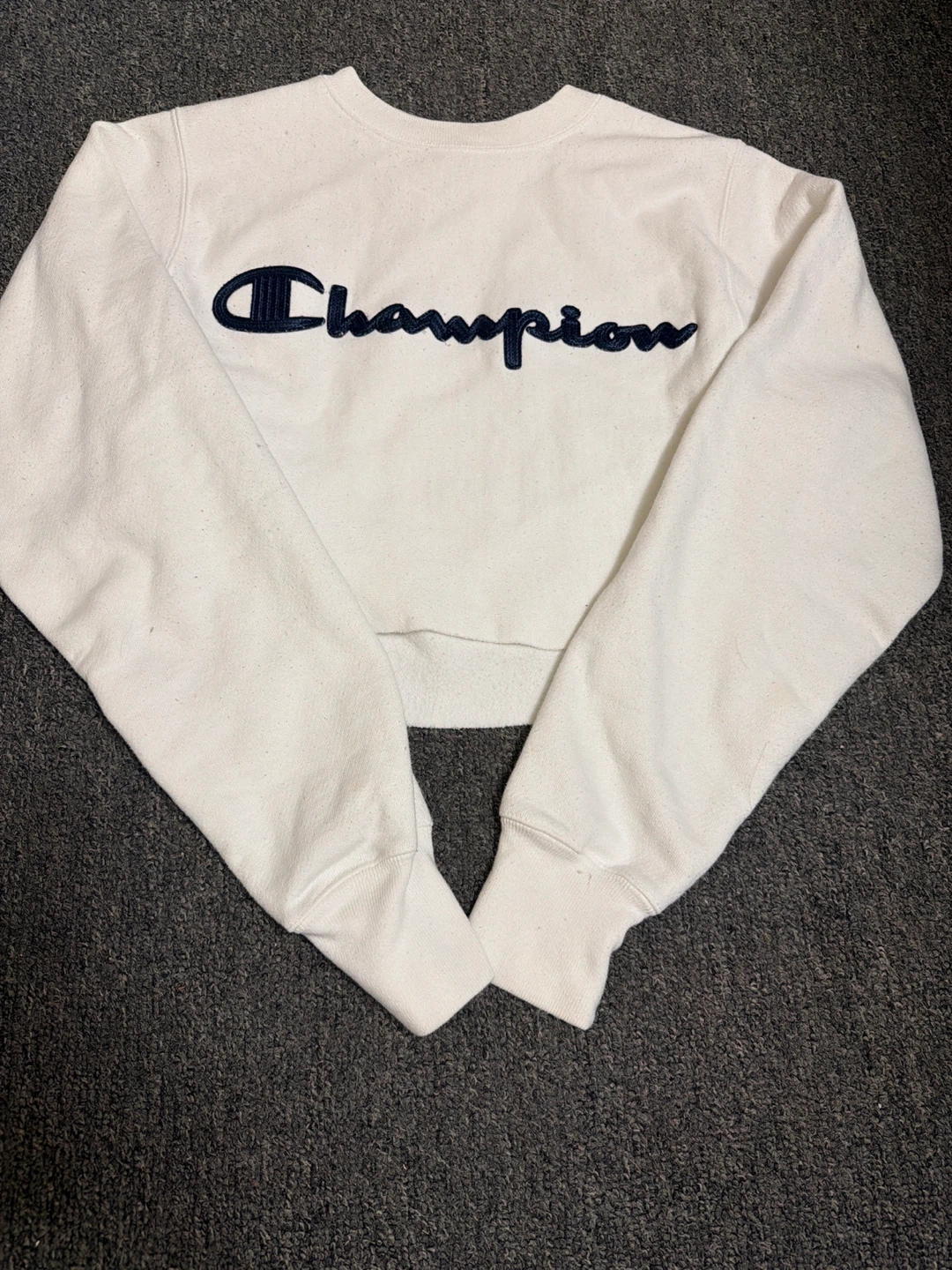 Champion White Cropped Crewneck Sweatshirt