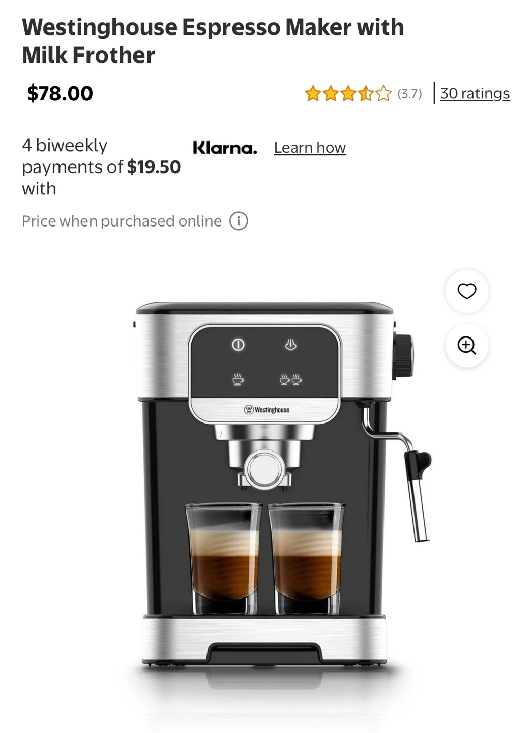Westinghouse Espresso Maker with Milk Frother