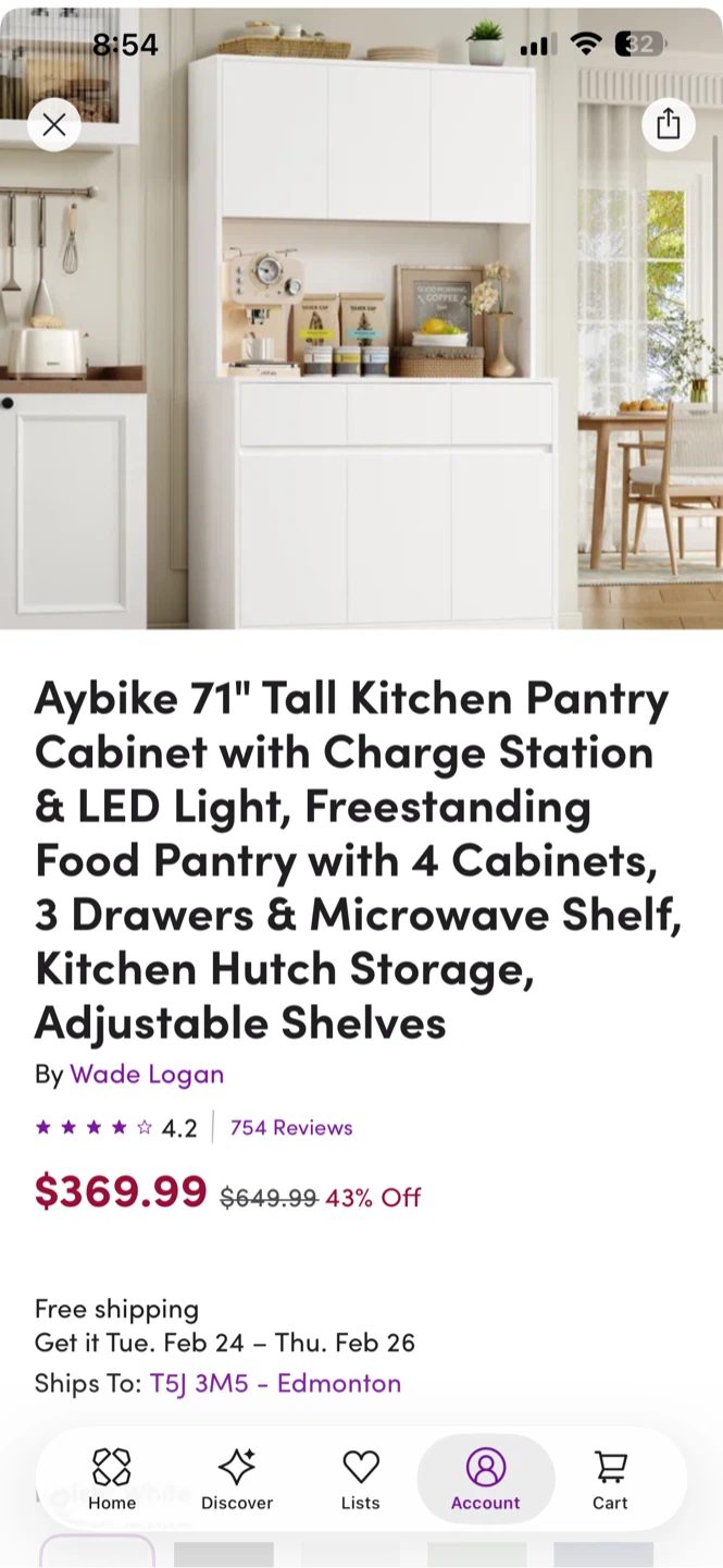Brand new Tall Kitchen Pantry Cabinet with LED Light - photo 2