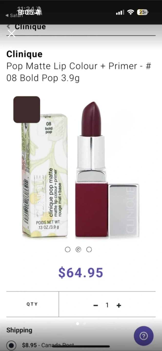 Clinique Pop Matte Lip Colour + Primer - 08 Bold Pop 3.9g