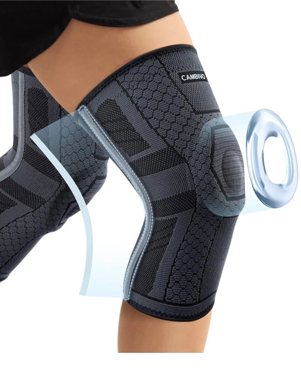 Knee support with patella at front