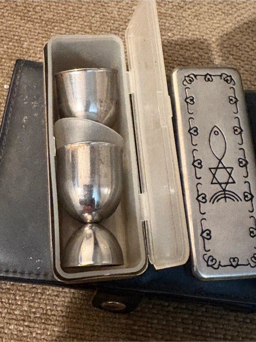 Communion Set with Case and Religious Symbols - photo 3