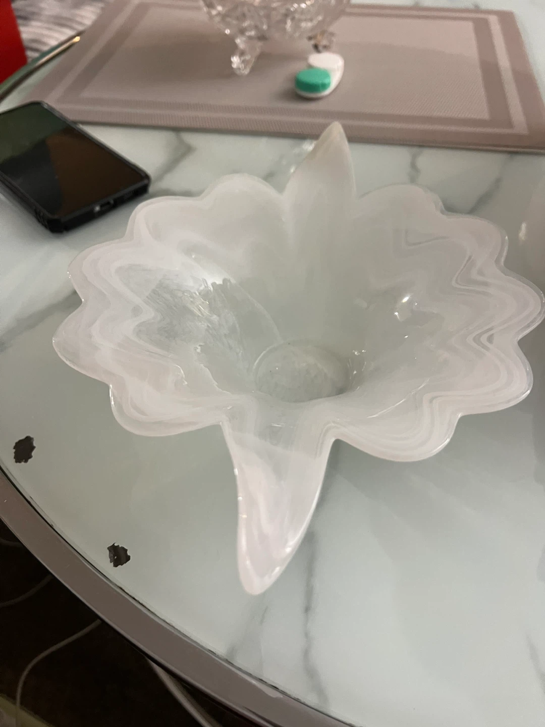 Swirled White Glass Decorative Bowl - photo 2