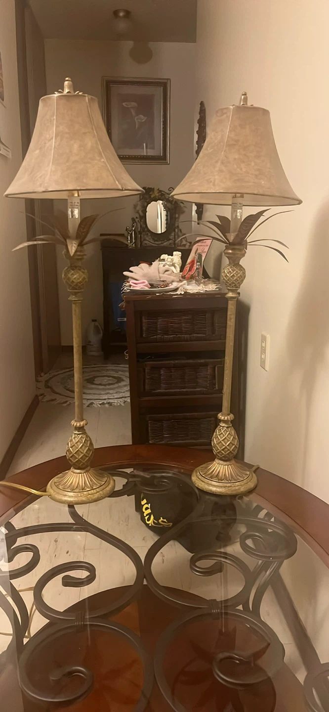 Set of 2 Vintage Tropical Table Lamps