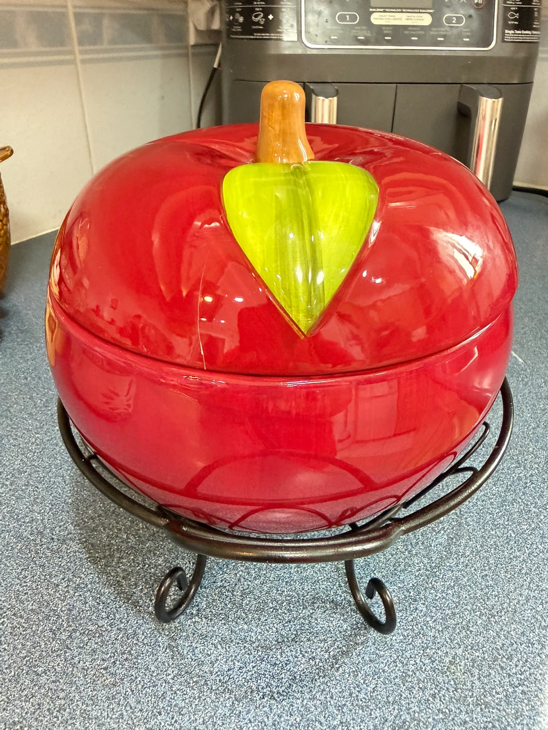 🥕Red Apple Shaped Ceramic baking Serving Bowl with Stand