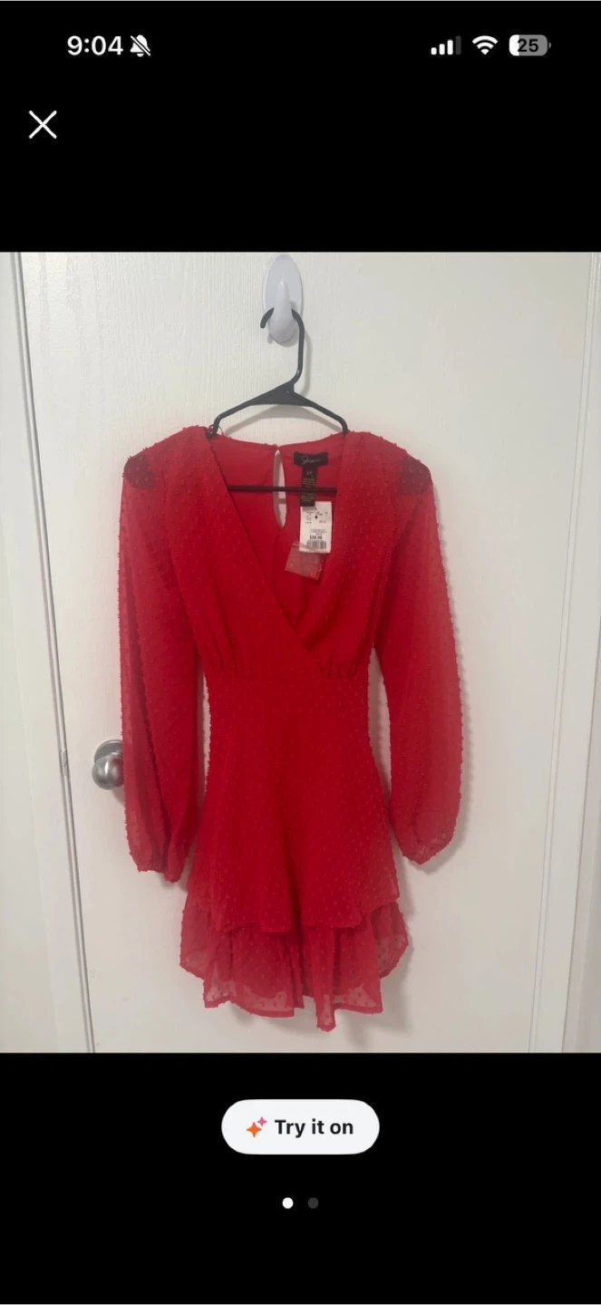 Guess Red Swiss Dot Mini Dress - photo 2