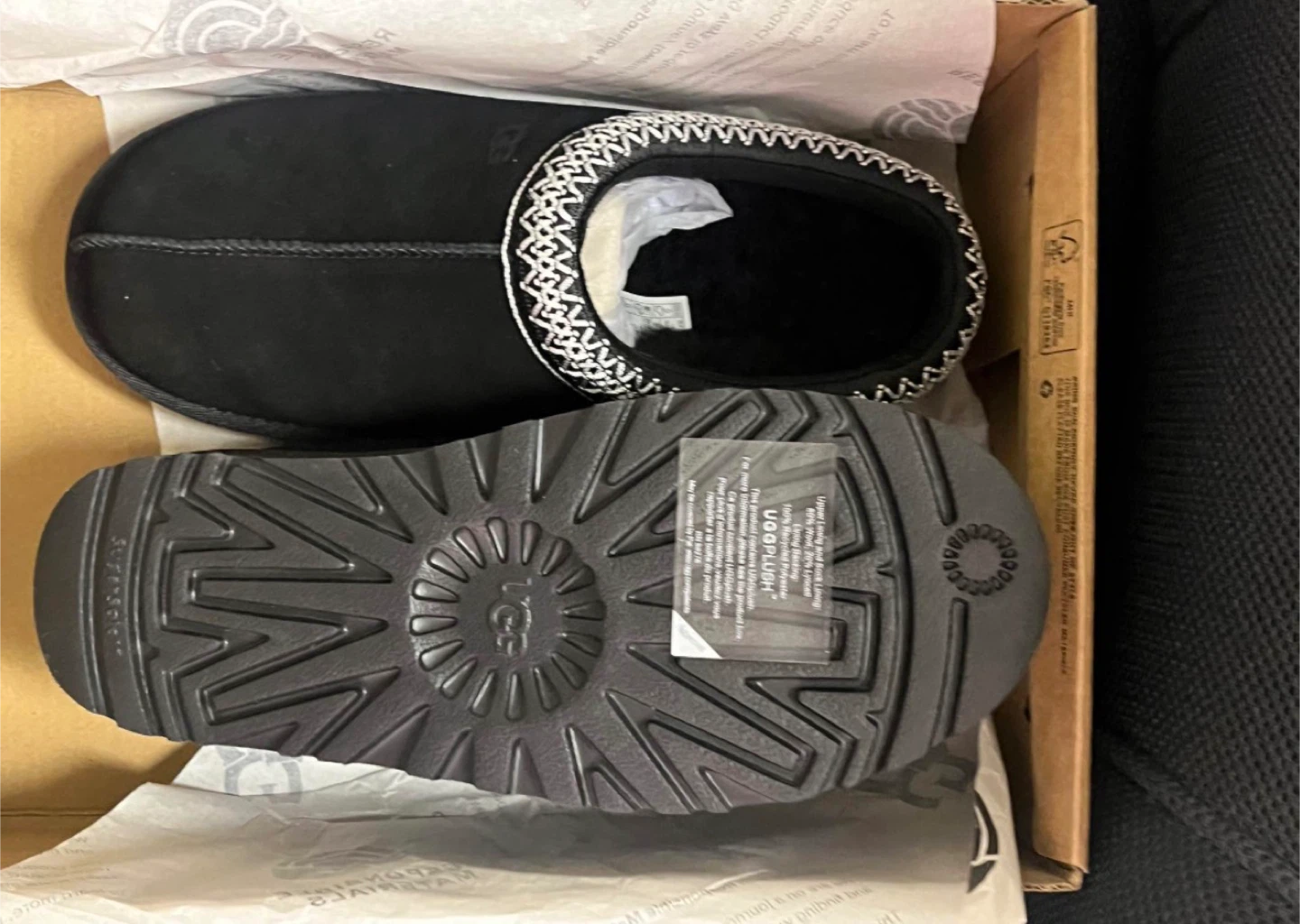 UGG Black Suede Shearling Lined Slippers - photo 5