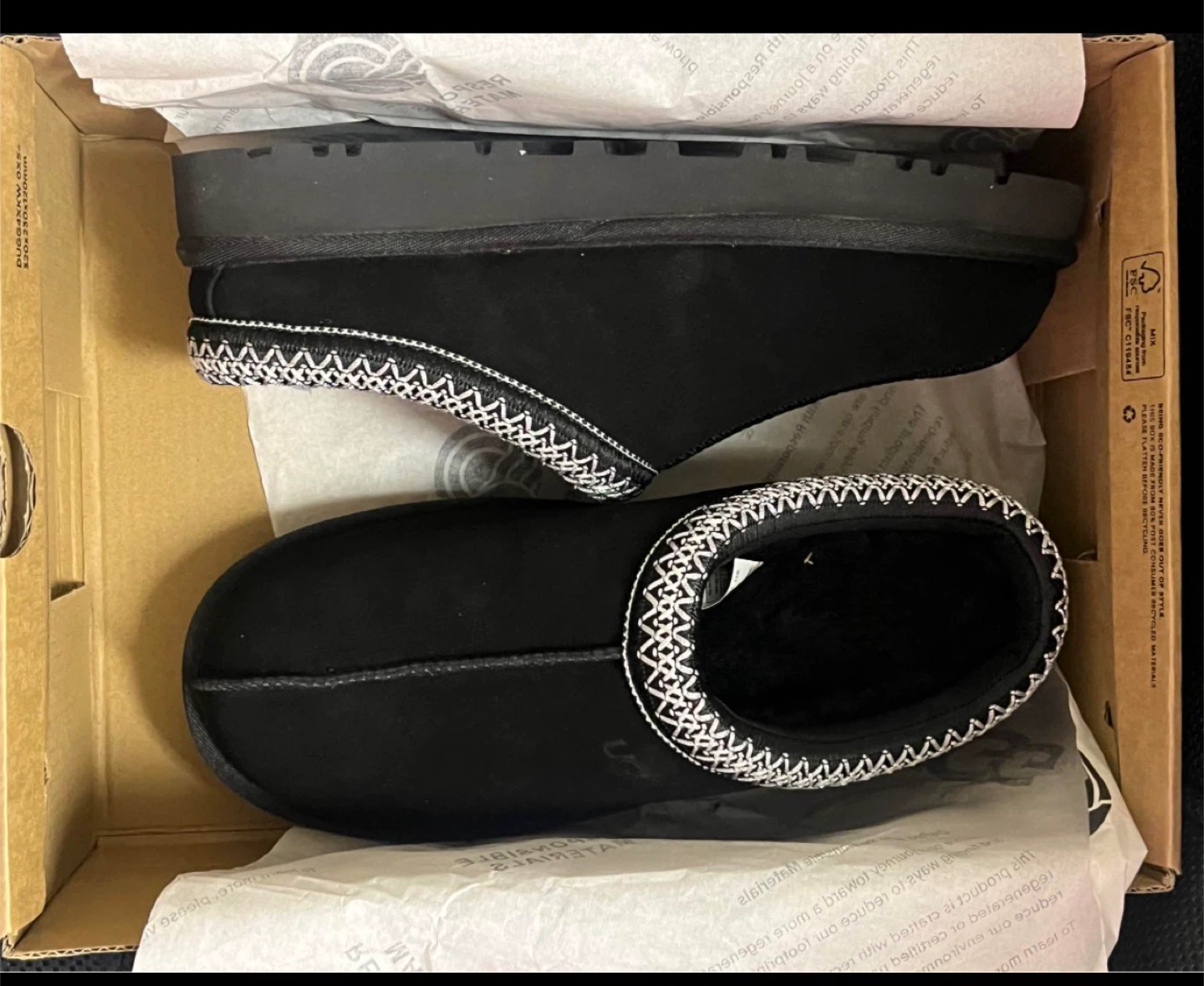 UGG Black Suede Shearling Lined Slippers - photo 4