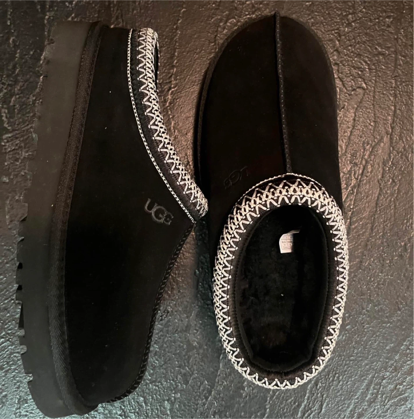UGG Black Suede Shearling Lined Slippers - photo 3