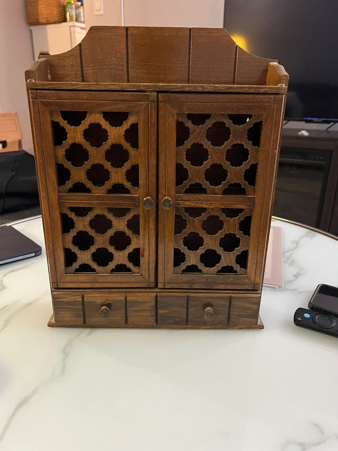 Wooden Wall Shelf with Doors and Drawers - photo 2