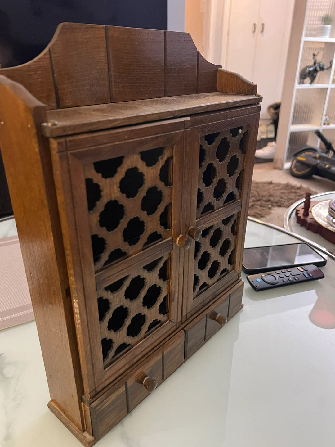 Wooden Wall Shelf with Doors and Drawers - photo 3