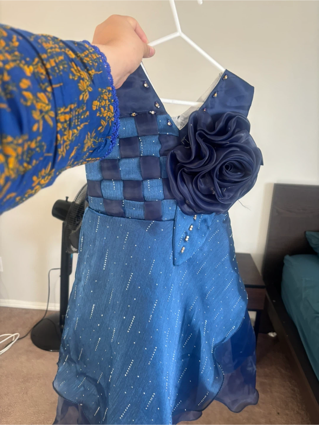 Blue Sparkly Dress with Flower Accent - photo 5
