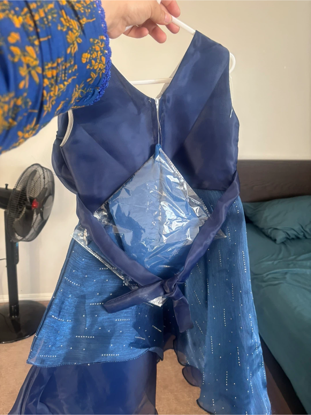 Blue Sparkly Dress with Flower Accent - photo 2