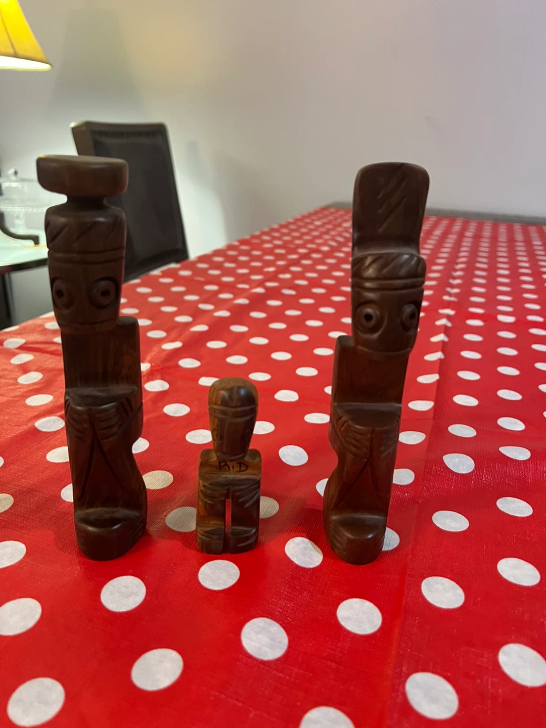 Set of 3 carved wooden figurines