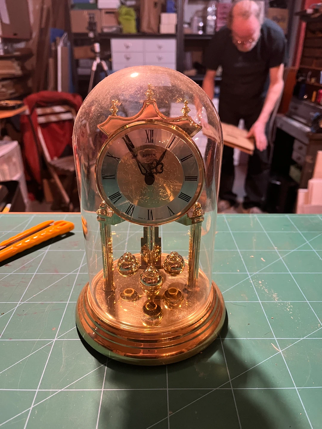 Brass Clock with Glass Dome
