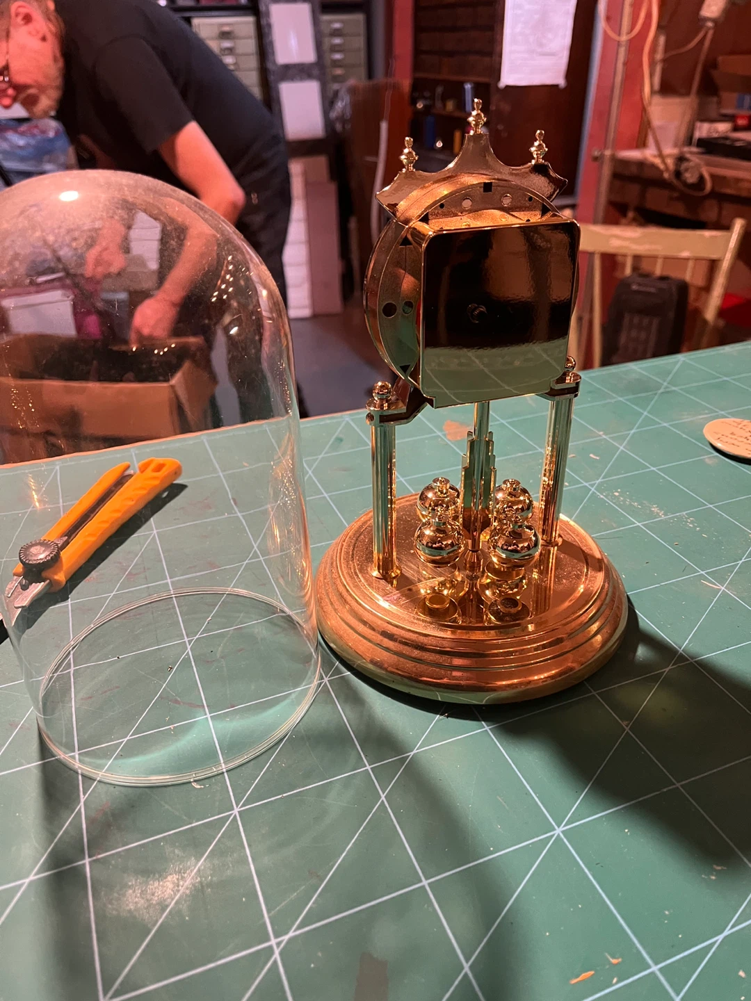 Brass Clock with Glass Dome - photo 2