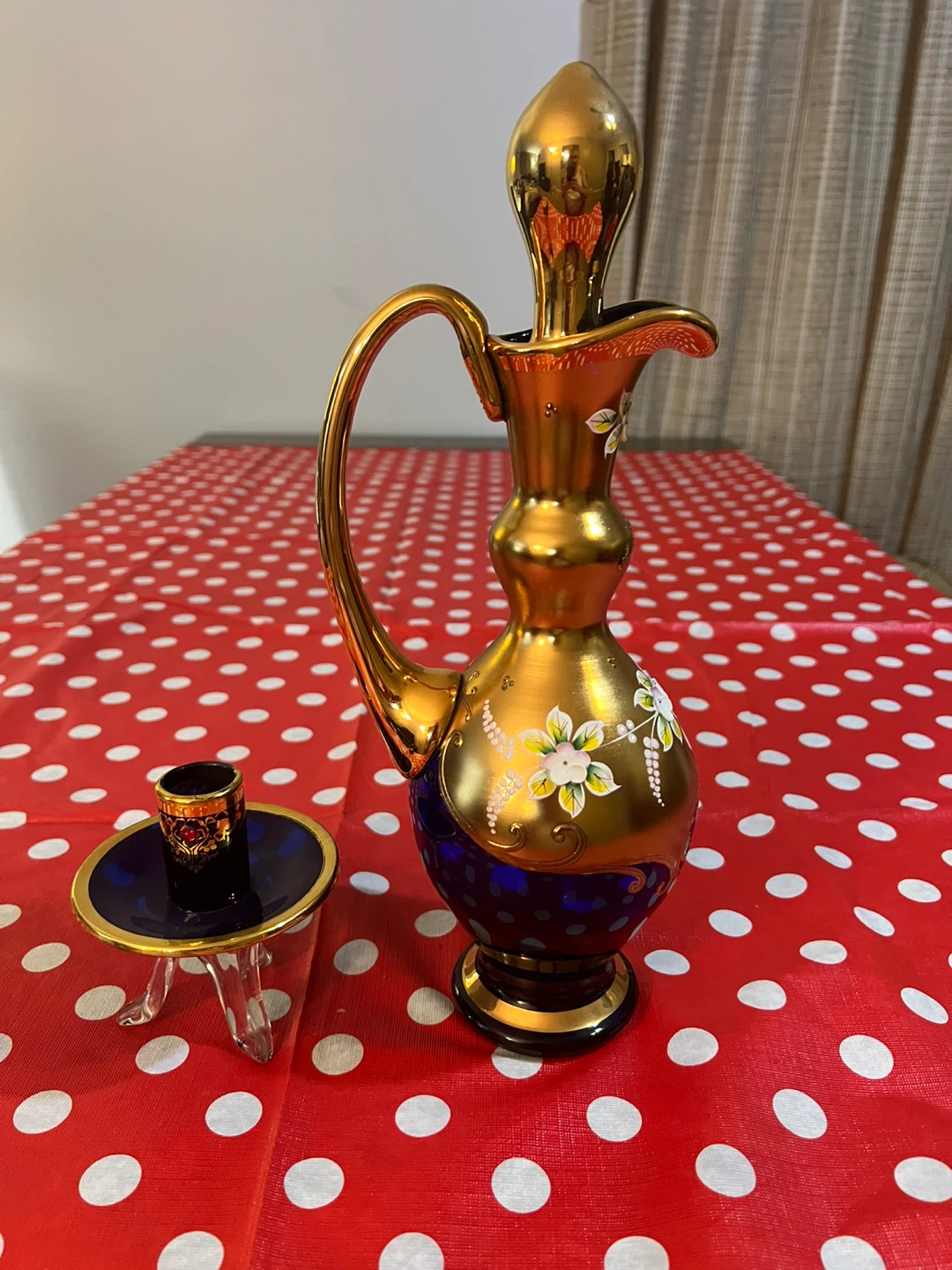 Decorative Gold Pitcher with Flower Accents - photo 3