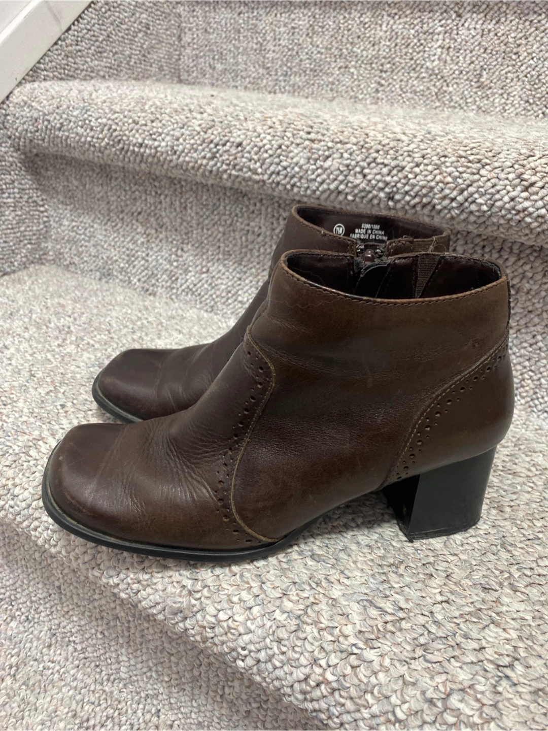 Brown Leather Ankle Boots - Size 7