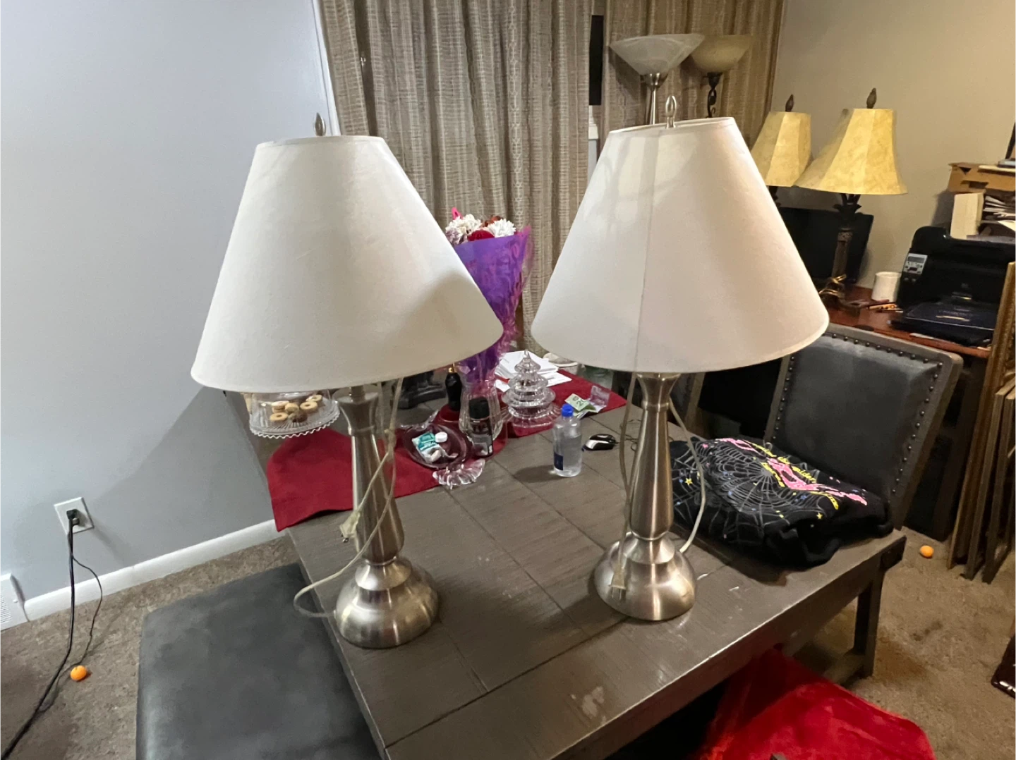 Set of 2 Table Lamps with White Shades