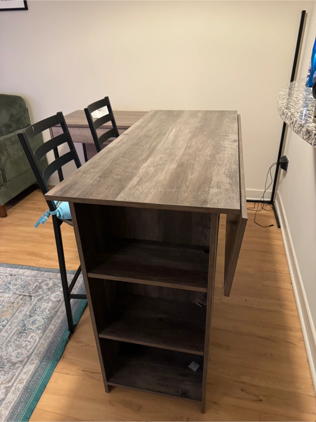 Rustic Wood Dining Table with 2 Bar Stools - photo 4