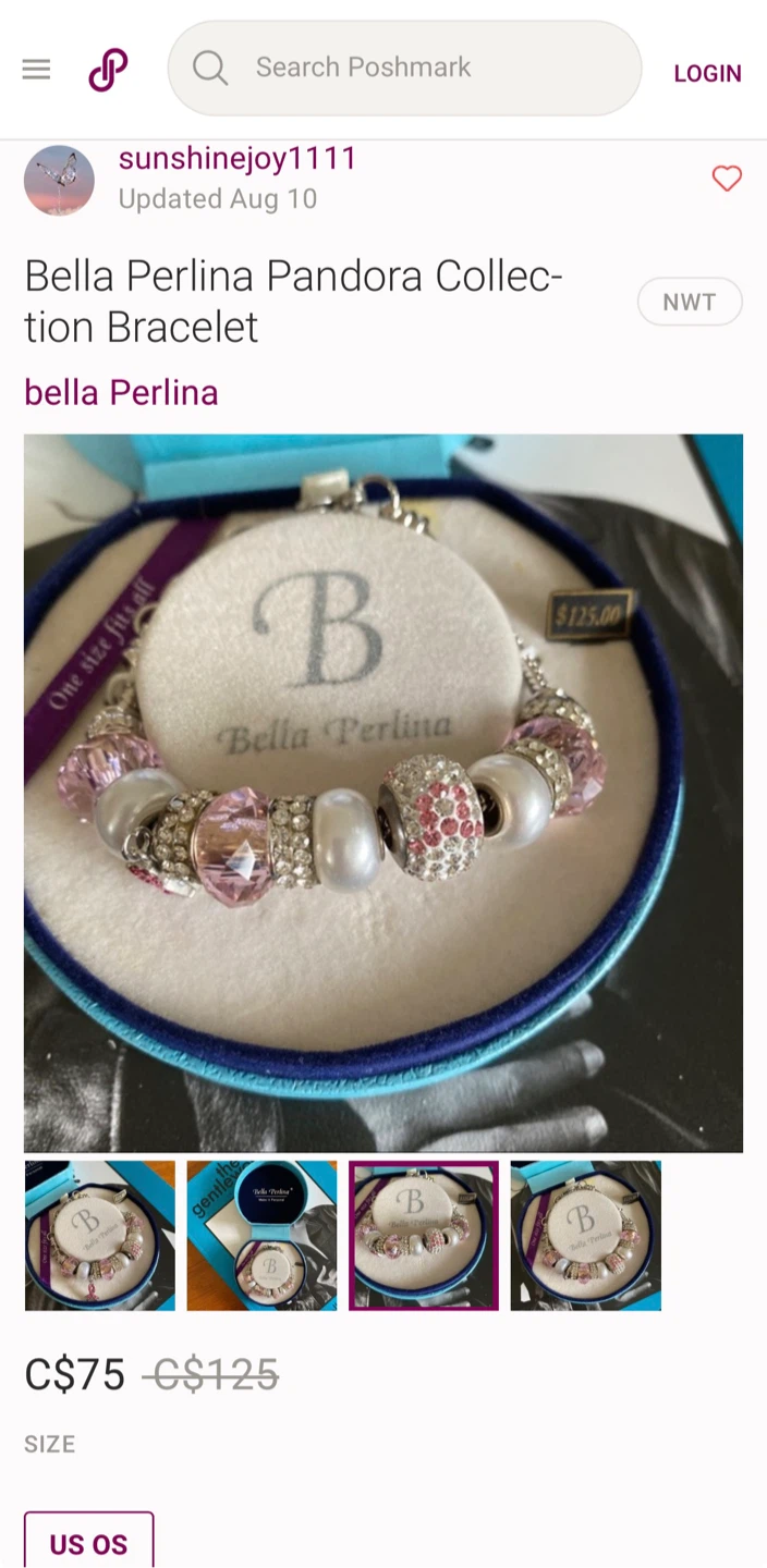 Bella Perlina Charm Bracelet with Pink Ribbon Accent - photo 5