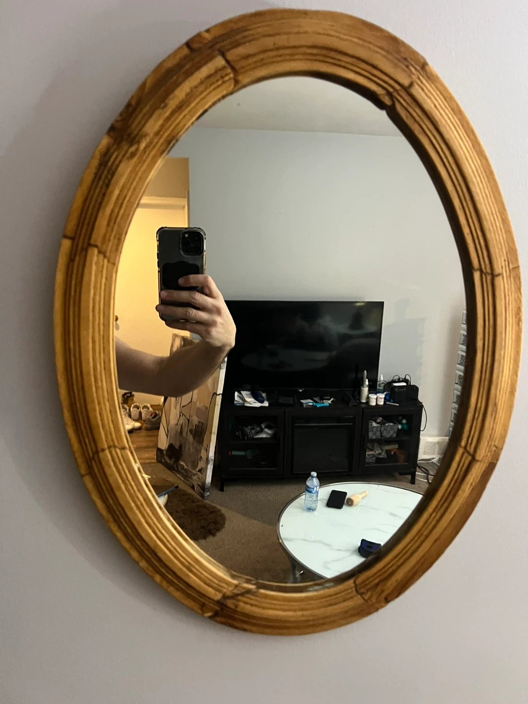 Vintage Oval Wall Mirror with Gold Frame