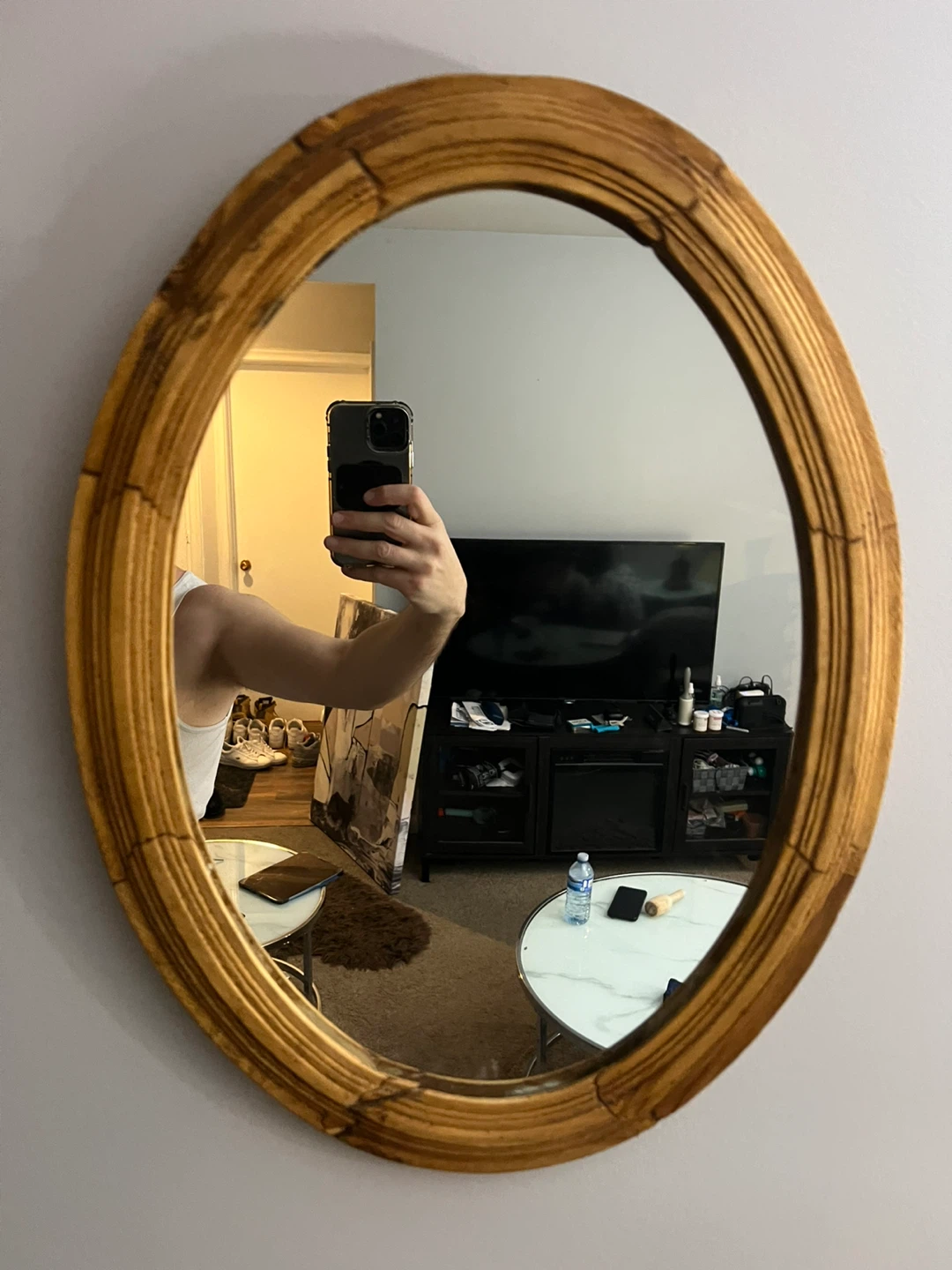 Vintage Oval Wall Mirror with Gold Frame - photo 3