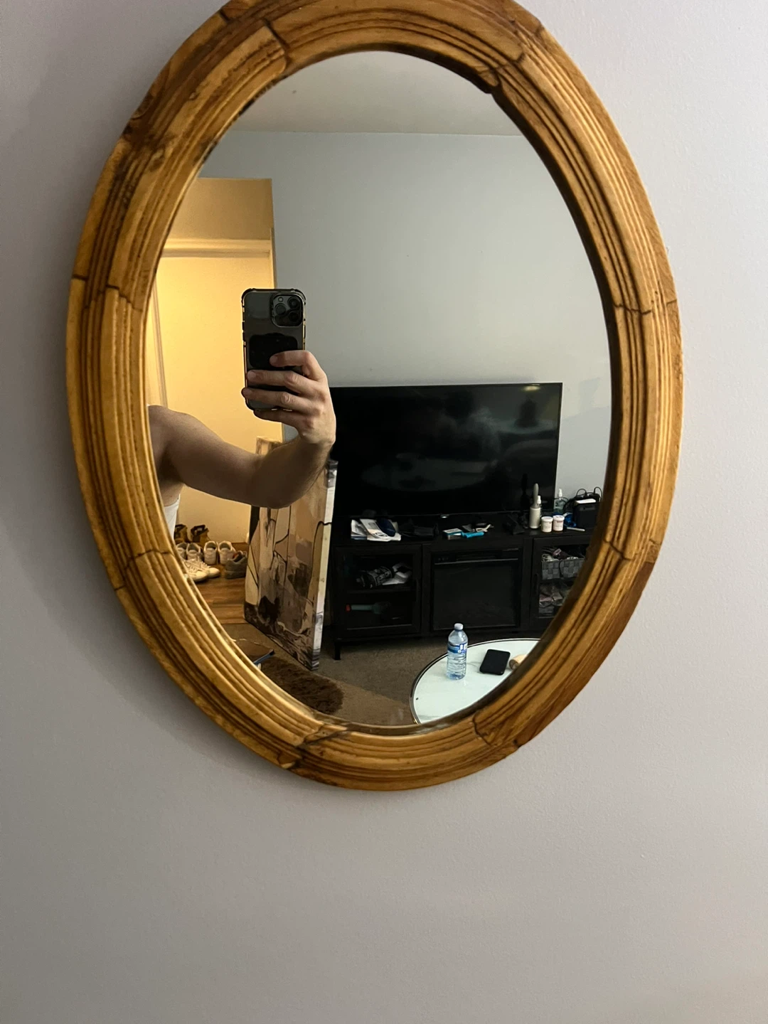 Vintage Oval Wall Mirror with Gold Frame - photo 5