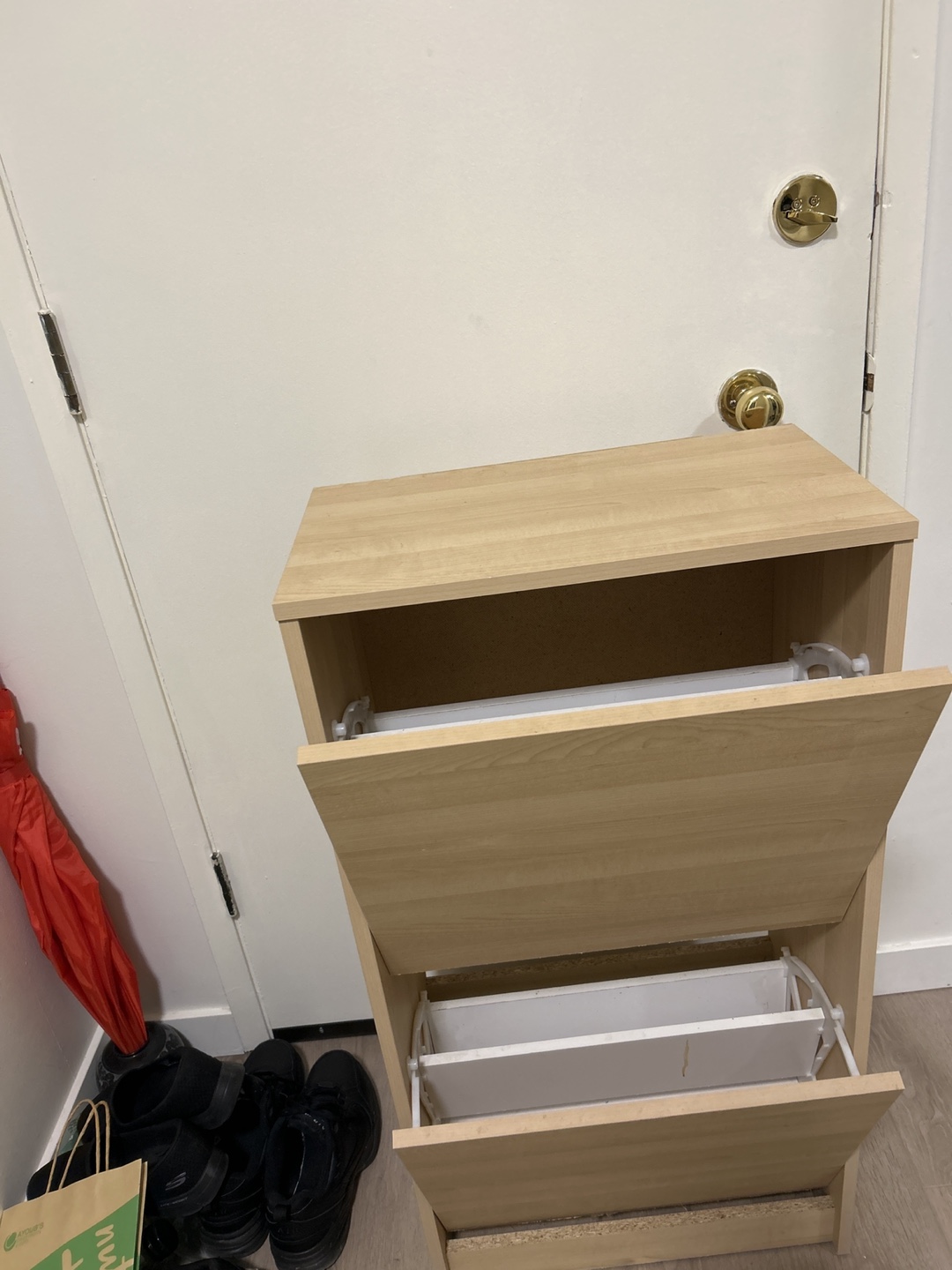 Wood Finish Shoe Cabinet - photo 2