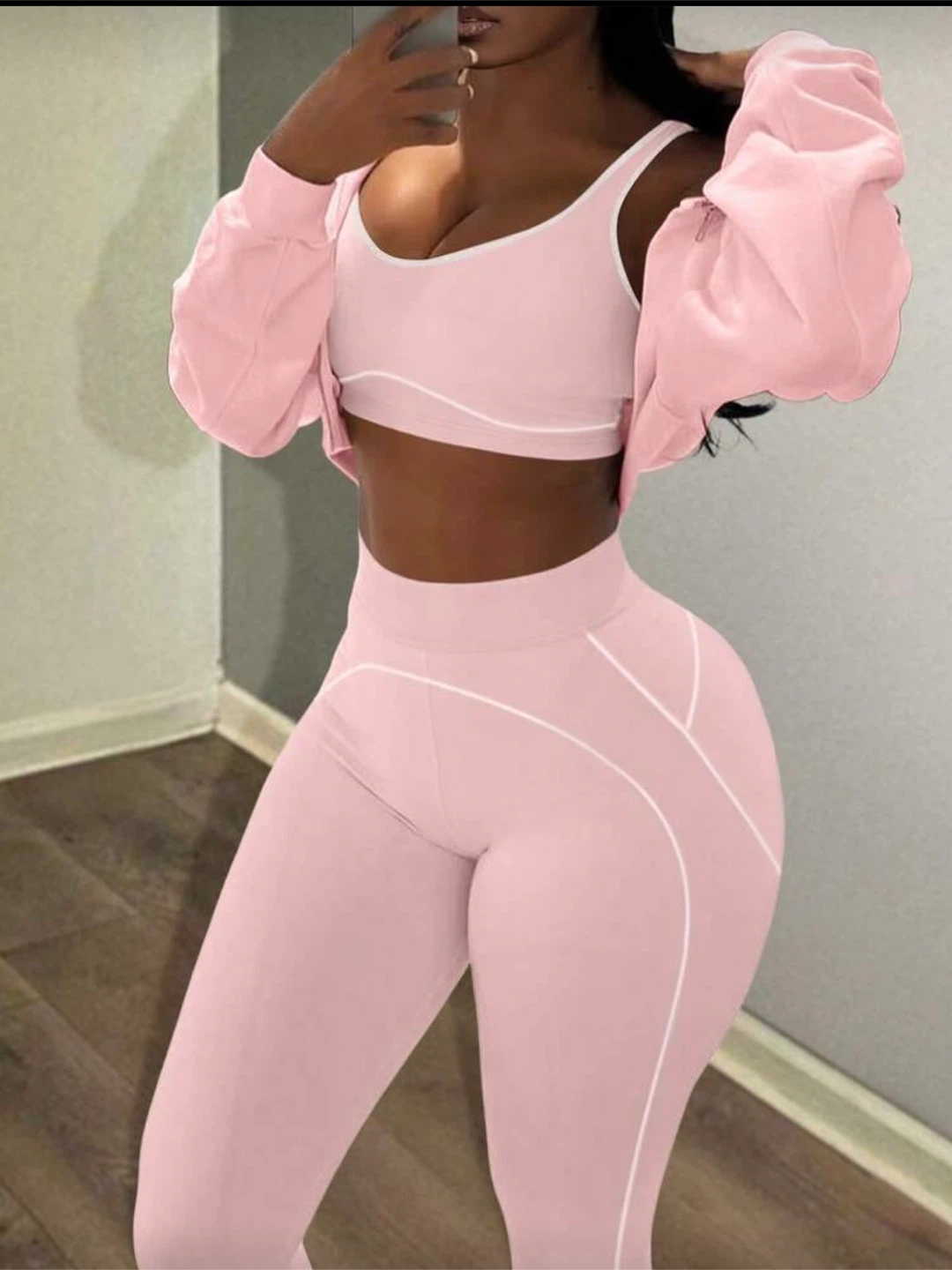 3-Piece Pink Athleisure Matching Set