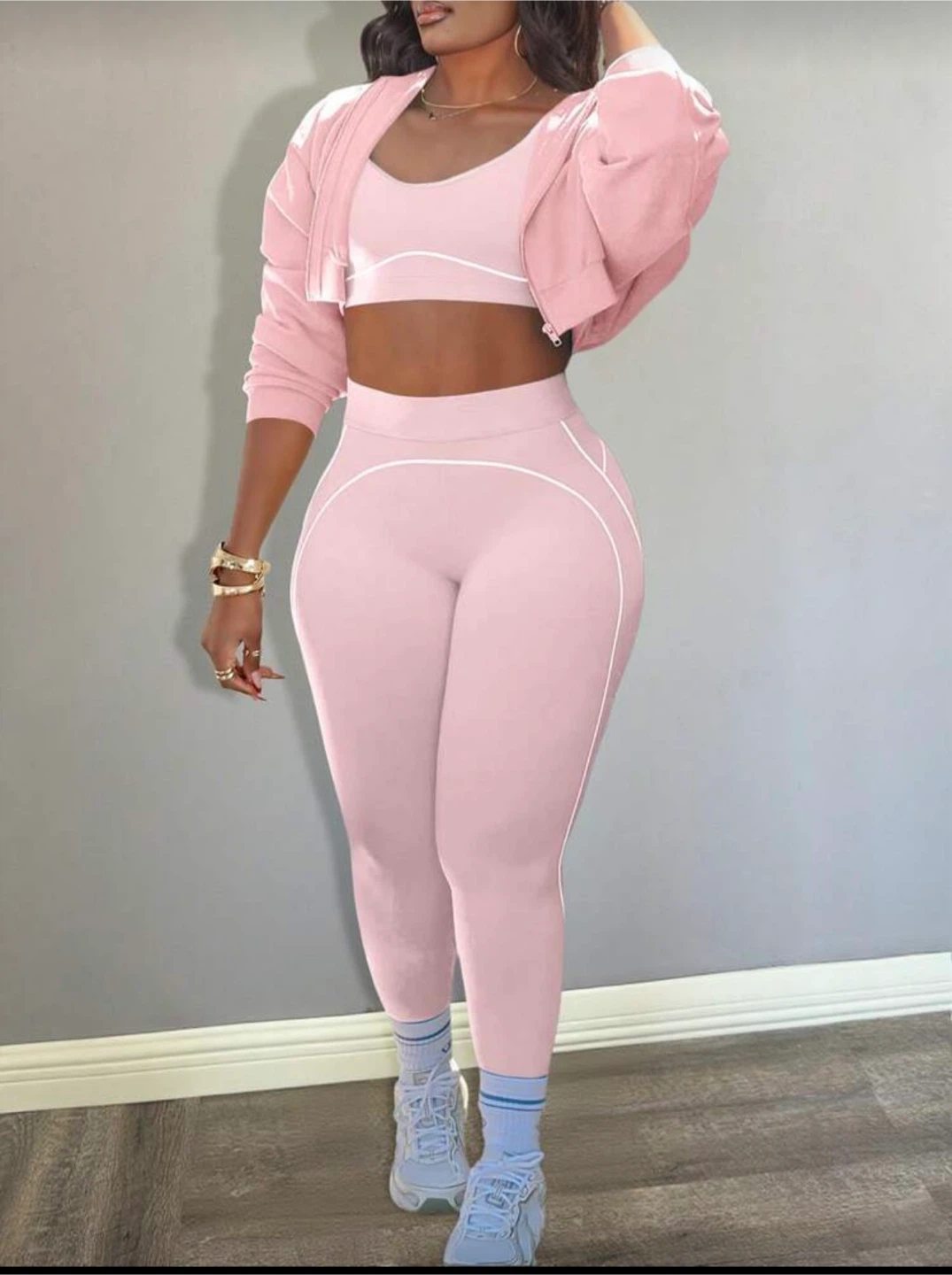 3-Piece Pink Athleisure Matching Set - photo 2