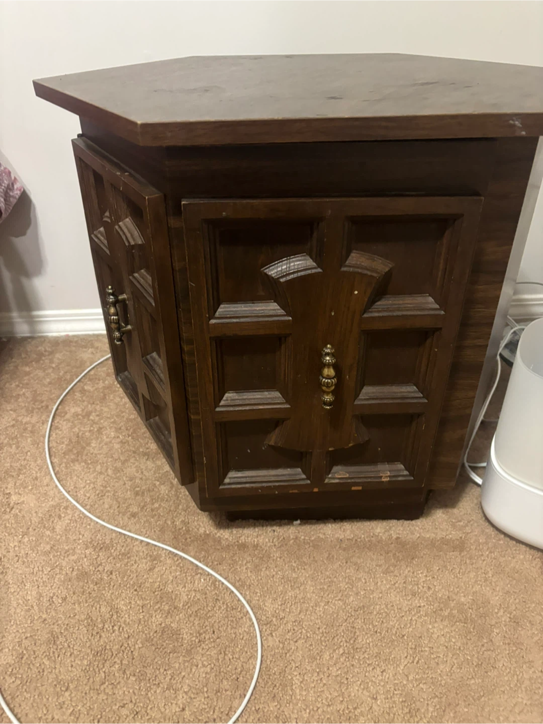 Vintage Hexagonal Side Table Cabinet