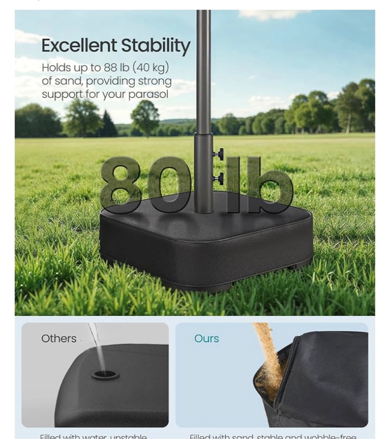 SONGMICS Outdoor Patio Umbrella Base with Wheels - photo 3