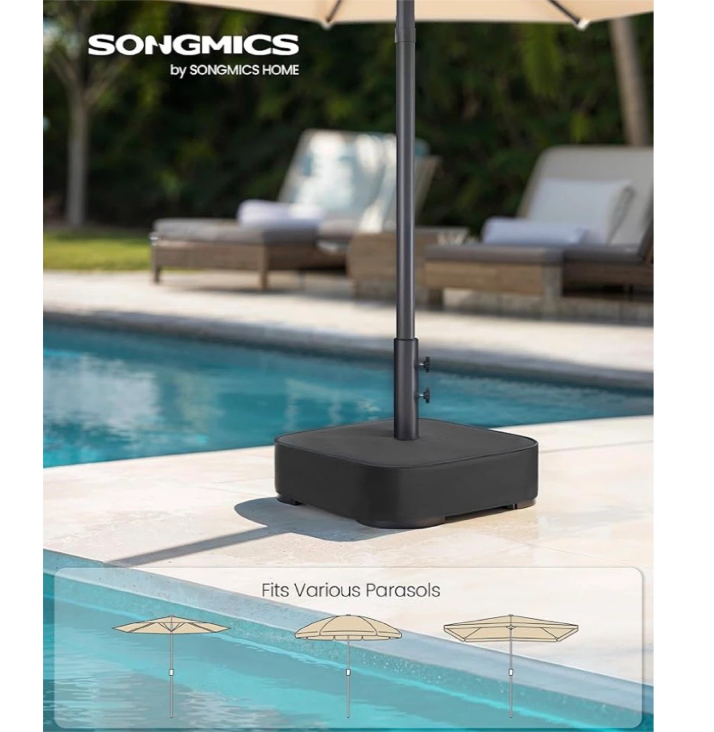 SONGMICS Outdoor Patio Umbrella Base with Wheels - photo 2
