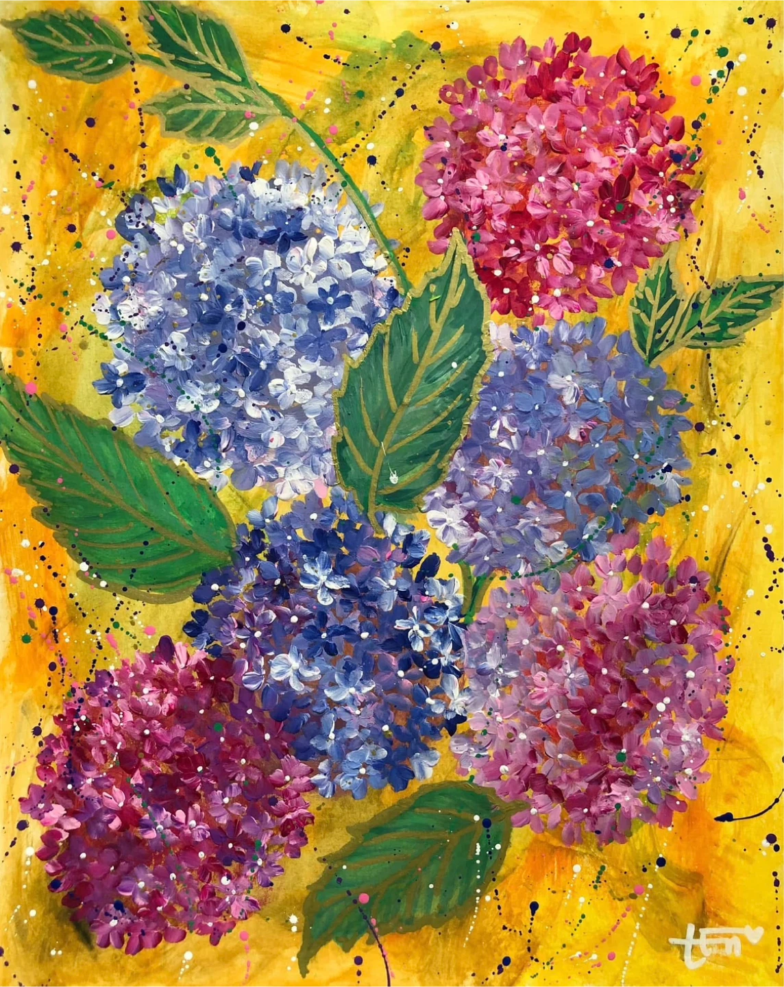 Original Hydrangea Floral Painting