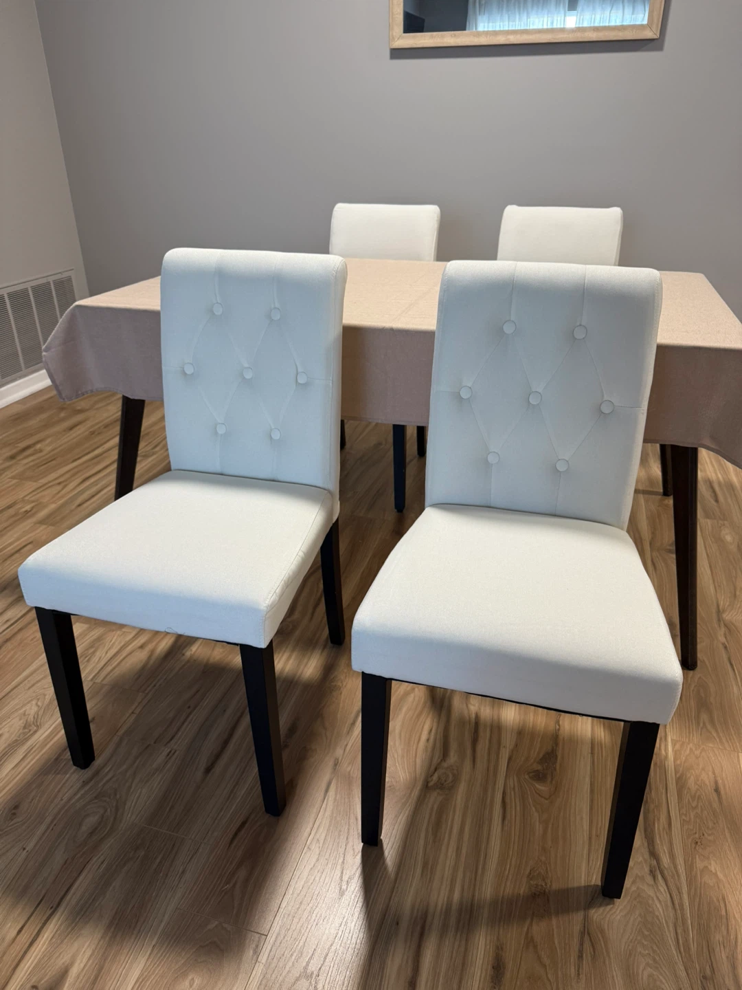 Set of 4 Cream Upholstered Dining Chairs