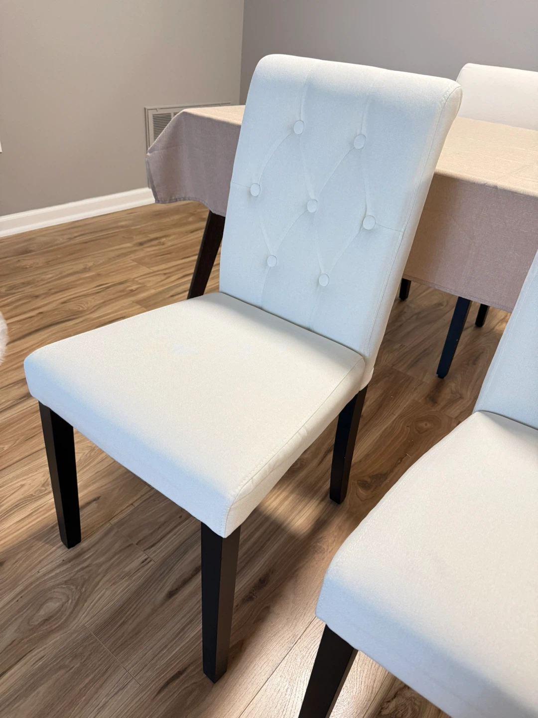 Set of 4 Cream Upholstered Dining Chairs - photo 3