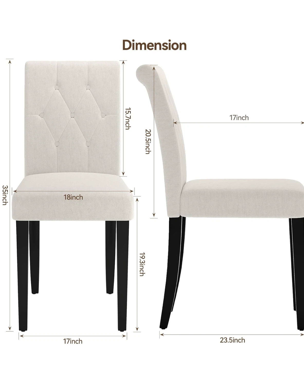 Set of 4 Cream Upholstered Dining Chairs - photo 4