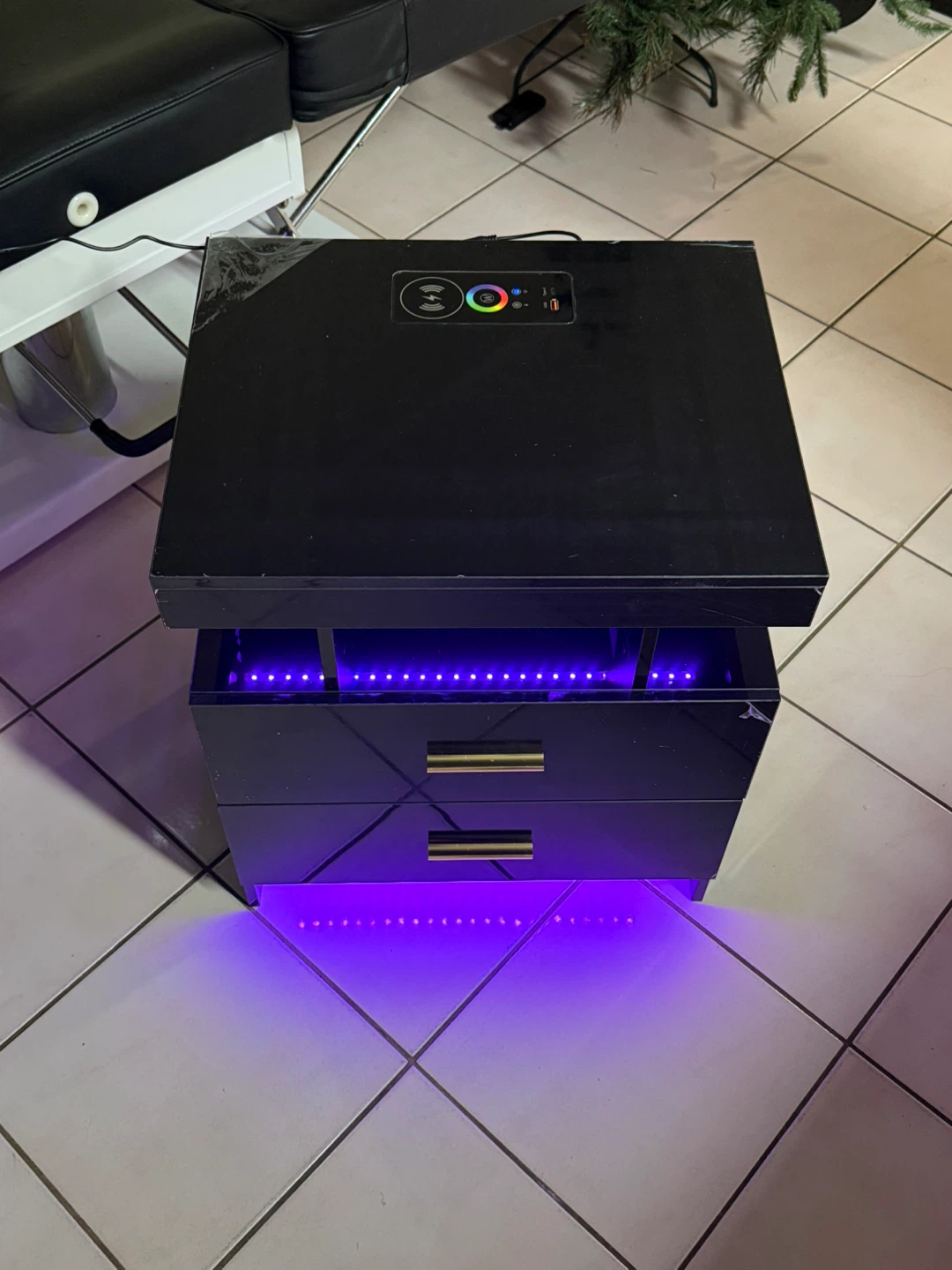 Black Nightstand with LED Lights - photo 4