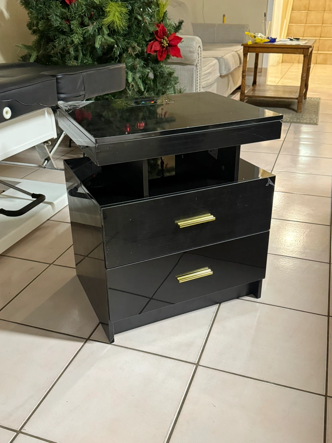 Black Nightstand with LED Lights - photo 5