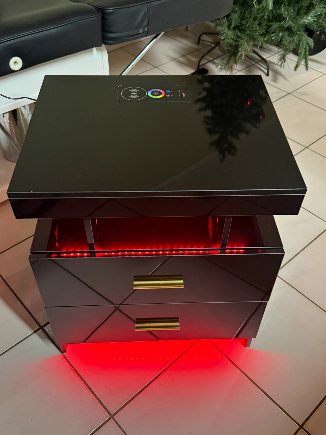 Black Nightstand with LED Lights - photo 2