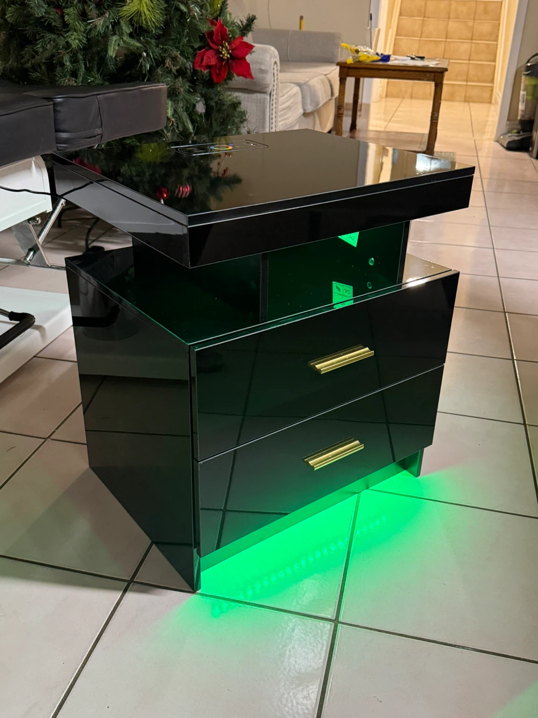 Black Nightstand with LED Lights - photo 3