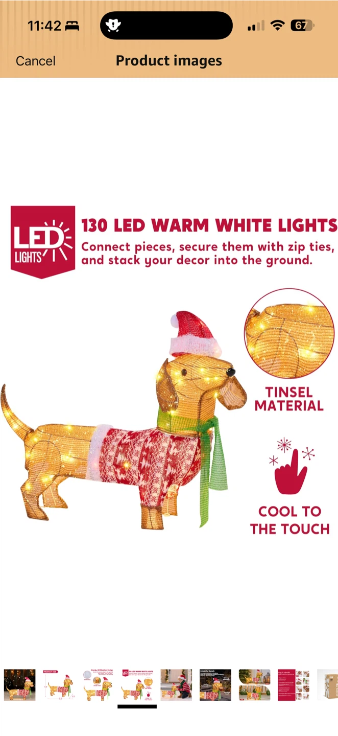 JOYIN Lighted Wiener Dog Christmas Decoration - photo 4