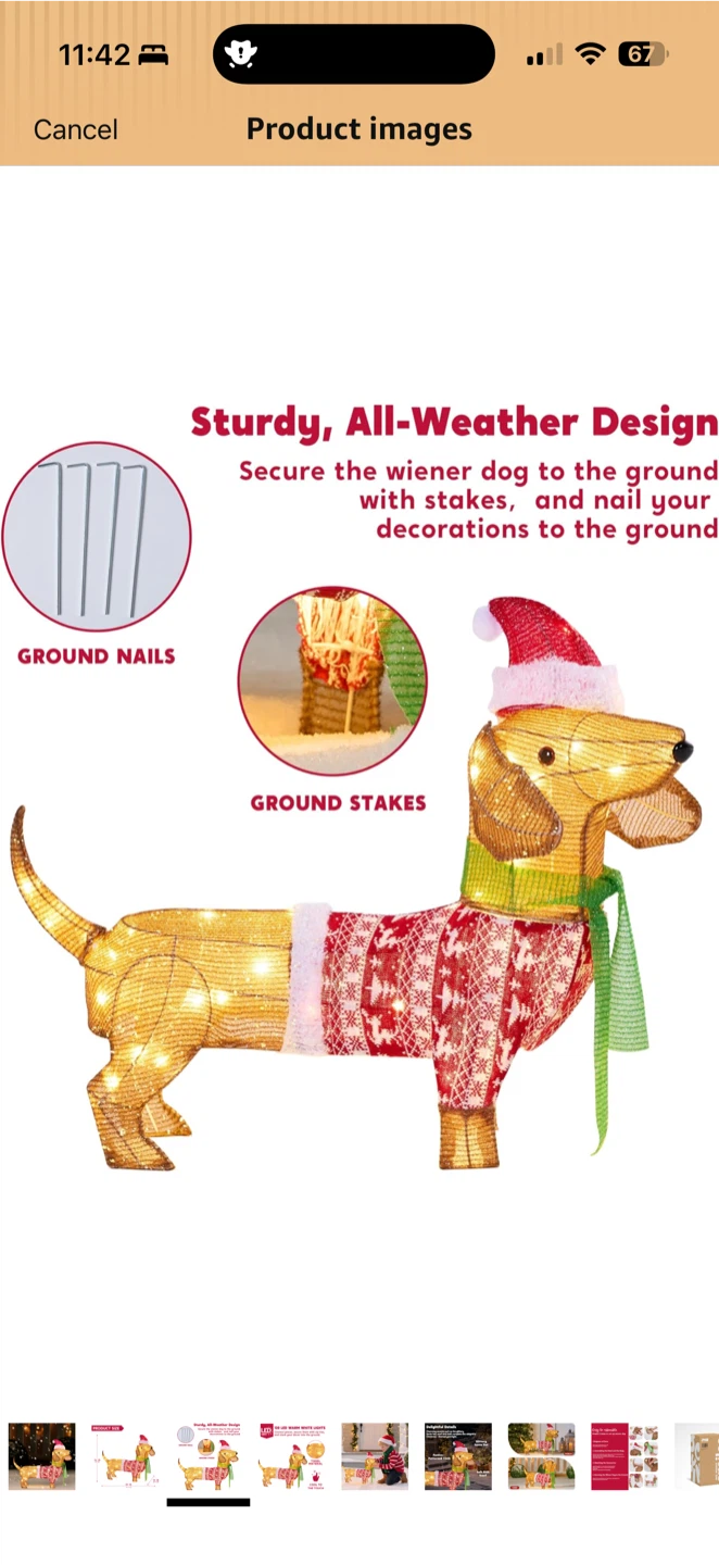 JOYIN Lighted Wiener Dog Christmas Decoration - photo 3